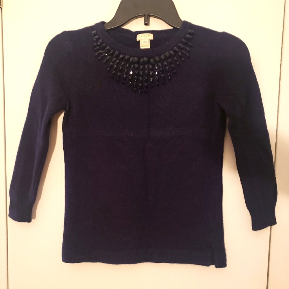 J. Crew Beaded Sweater XX Small Dark Blue